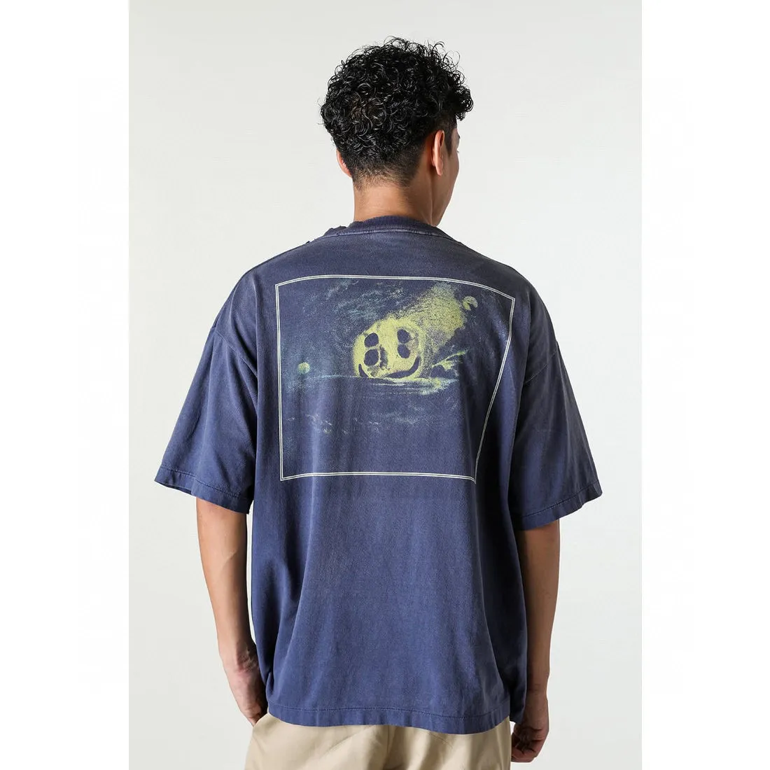 CACTUS PLANT FLEA MARKET x SAINT Mxxxxxx STAR SS TEE/NAVY New CPFM star smiley holed distressed short sleeves Washed blue S-XL Genuine consistent tube weaving without side seams High weight OE yarn fabric Assute dyeing Multiple horse fades Heavy wash water Worn holes Customized joint main mark/wash mark/little angel anti-counterfeiting label